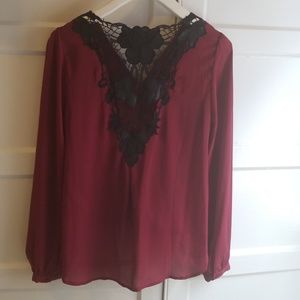 Sensuous NWT silky blouse with open lace back